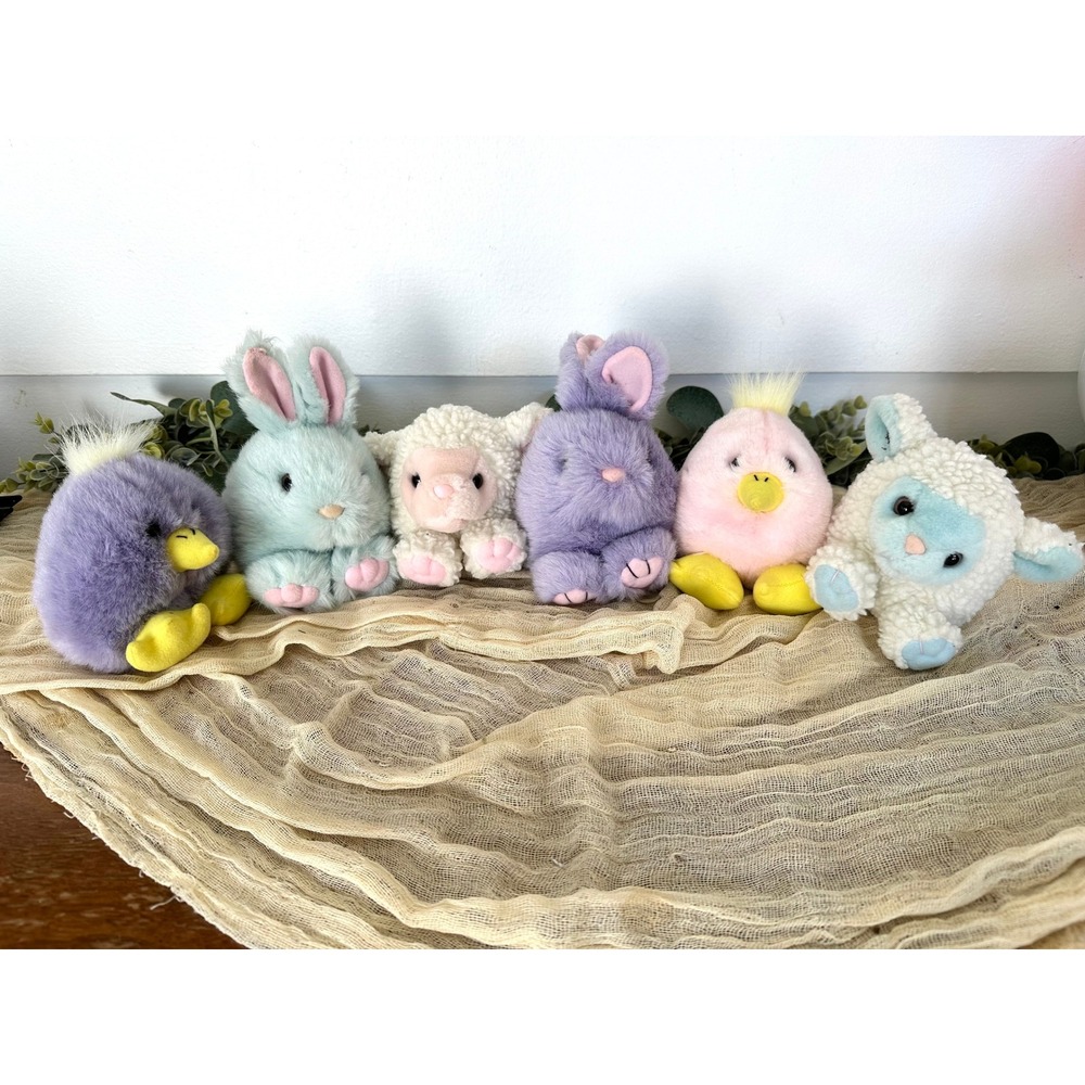 Swibco‎ Puffkins Easter lot limited edition bunny lamb chicks pastel vintage
